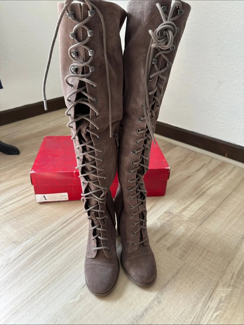 Carlos by Carlos Santana Brown Over-the-Knee Lace-Up Block Heel Boots